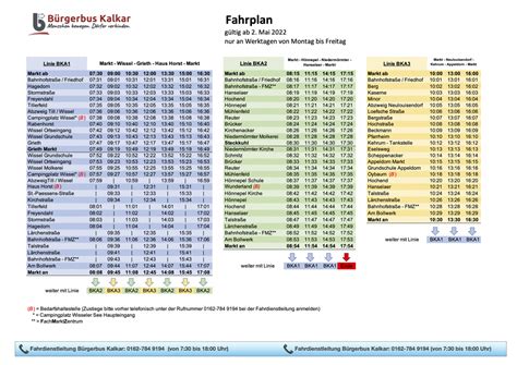 Fahrplan Bahnhofstr., Kalkar .